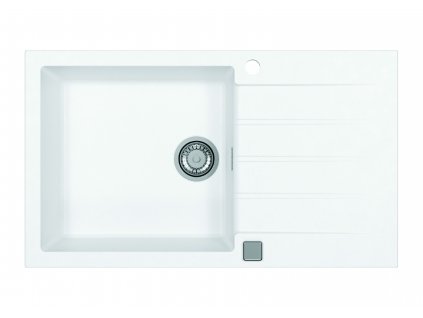 Alveus CADIT 40 bílý 11 + pop up sifon, obdélníkový granitový dřez 860x500x200 mm s odkládací plochou Bílý  obrázek č.: 1