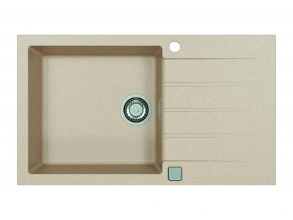 Alveus CADIT 40 terra 22 + pop up sifon, obdélníkový granitový dřez 860x500x200 mm s odkládací plochou Terra obrázek č.: 1
