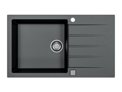 Alveus CADIT 40 černý 91 + pop up sifon, obdélníkový granitový dřez 860x500x200 mm s odkládací plochou Černý obrázek č.: 1