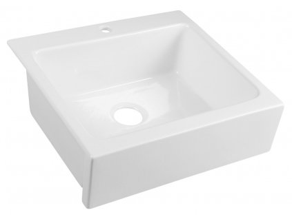 ARYA polozápustný keramický dřez s otvorem pro baterii 66x62cm, bílá