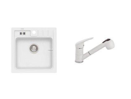 Alveus SET ALVEUS NIAGARA 20/11 + BATERIE AM 20/11 - bílý granitový dřez 465 x 465 mm v setu s baterií obrázek č.: 1