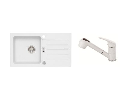 Alveus SET ALVEUS NIAGARA 30/11 + BATERIE AM 20/11 - granitový bílý dřez 775 x 430 mm v setu s baterií obrázek č.: 1