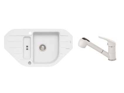 Alveus SET ALVEUS NIAGARA 60/11 + BATERIE AM 20/11 - granitový bílý dřez 900 x 500 mm v setu s baterií obrázek č.: 1