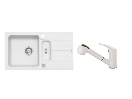 Alveus SET ALVEUS NIAGARA 70- 11+ BATERIE AM 20-11 - granitový bílý dřez 780 x 435 mm v setu s baterií obrázek č.: 1