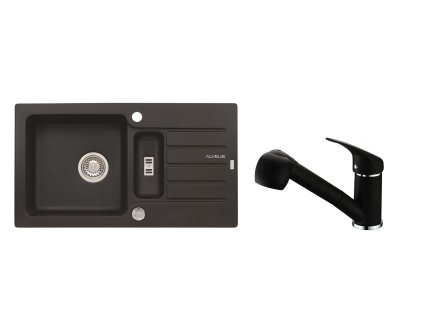 Alveus SET ALVEUS NIAGARA 70- 91+ BATERIE AM 20-91 - granitový černý dřez 780 x 435 mm v setu s baterií obrázek č.: 1