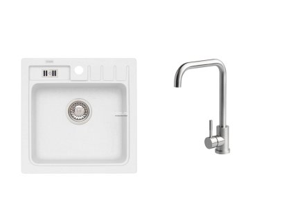 Alveus SET ALVEUS NIAGARA 20/11 + BATERIE Angel - bílý granitový dřez 465 x 465 mm v setu s baterií obrázek č.: 1