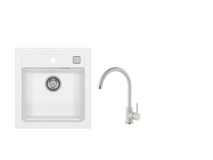 SET ALVEUS ATROX 20/11 + BATERIE ROXA 11- obdélníkový granitový bílý dřez 470x500x200 mm v setu s baterií obrázek č.: 1