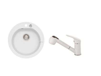 SET ALVEUS NIAGARA 10- 11+ BATERIE AM 20/11 - kruhový bílý granitový dřez 510x175 mm v setu s baterií obrázek č.: 1