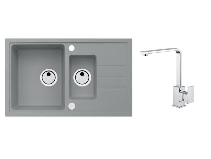 Alveus SET ALVEUS Intermezzo 70/81 + BATERIE RENO obdélníkový granitový dřez 780 x 480 mm v setu s baterií obrázek č.: 1