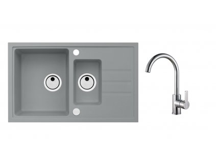 Alveus SET ALVEUS Intermezzo 70/81 + BATERIE TONIA Chrom obdélníkový granitový dřez 780 x 480 mm v setu s baterií obrázek č.: 1