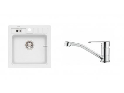 Alveus SET ALVEUS NIAGARA 20/11 + BATERIE RUTA - bílý granitový dřez 465 x 465 mm v setu s baterií obrázek č.: 1