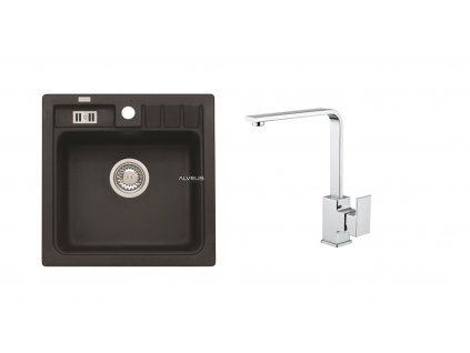 Alveus SET ALVEUS NIAGARA 20/91 + BATERIE RENO - černý granitový dřez 465 x 465 mm v setu s baterií obrázek č.: 1