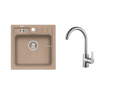 Alveus SET ALVEUS NIAGARA 20/55 + BATERIE TONIA CHR -  béžový granitový dřez 465 x 465 mm v setu s baterií obrázek č.: 1