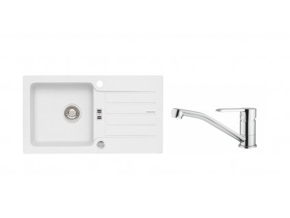 Alveus SET ALVEUS NIAGARA 30/11 + BATERIE RUTA - granitový bílý dřez 775 x 430 mm v setu s baterií obrázek č.: 1