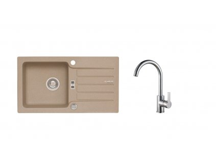 Alveus SET ALVEUS NIAGARA 30/55 + BATERIE TONIA CHR - granitový béžový dřez 775 x 430 mm v setu s baterií obrázek č.: 1