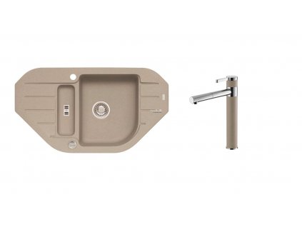 Alveus SET ALVEUS NIAGARA 60/02 + BATERIE ZINA/02 PEBBLE - granitový béžový dřez 900 x 500 mm v setu s baterií obrázek č.: 1