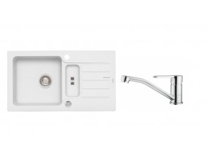 Alveus SET ALVEUS NIAGARA 70- 11+ BATERIE RUTA CHR - granitový bílý dřez 780 x 435 mm v setu s baterií obrázek č.: 1