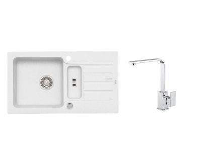 Alveus SET ALVEUS NIAGARA 70- 11+ BATERIE RENO CHR - granitový bílý dřez 780 x 435 mm v setu s baterií obrázek č.: 1