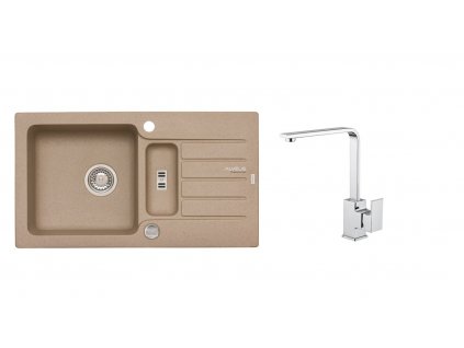 Alveus SET ALVEUS NIAGARA 70- 55+ BATERIE RENO CHR - granitový béžový dřez 780 x 435 mm v setu s baterií obrázek č.: 1