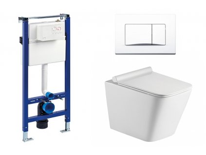 Wc set Square Gips podomítková nádrž do sádrokartonu, mísa, sedátko a bílé tlačítko 195851 obrázek č.: 1