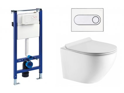 Wc set Ring Gips podmítková nádrž do sádrokartonu, mísa, sedátko a bílé/chrom tlačítko 223125 obrázek č.: 1