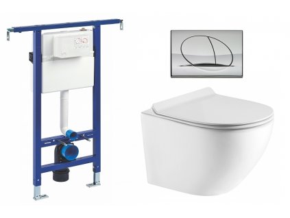 Wc set Ring Core podmítková nádrž do bytového jádra, rimless mísa, sedátko a tlačítko lesklý chrom 195872 obrázek č.: 1