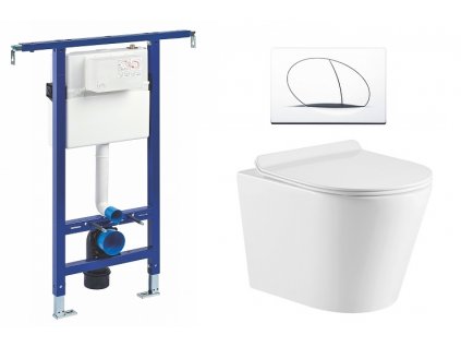 Wc set Ring II Core podmítková nádrž do bytového jádra, rimless mísa, sedátko a bílé tlačítko 195853 obrázek č.: 1