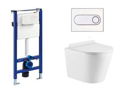 Wc set Ring II Gips podmítková nádrž do sádrokartonu, mísa, sedátko a bílé/chrom tlačítko 223125 obrázek č.: 1