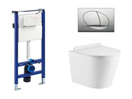 Wc set Ring II Gips podmítková nádrž do sádrokartonu, mísa, sedátko a lesk. chrom tlačítko 195868 obrázek č.: 1