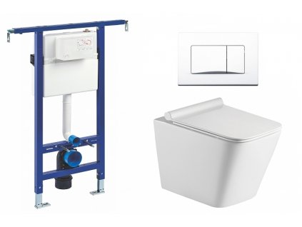 Wc set Square Core podmítková nádrž do bytového jádra, rimless mísa, sedátko a bílé tlačítko 195851 obrázek č.: 1