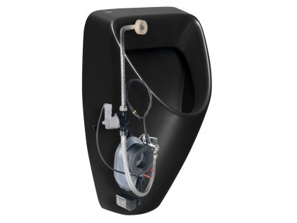 SCHWARN urinál s automatickým splachovačem 6V DC, zadní přívod, zadní odpad, černá matná obrázek č.: 1