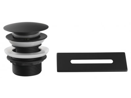SET krytka přepadu, vanová výpust 6/4", click-clack, černá mat