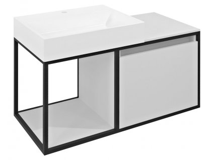 SKARA umyvadlová skříňka 100x49,5x46,5cm, černá mat/bílá mat obrázek č.: 1
