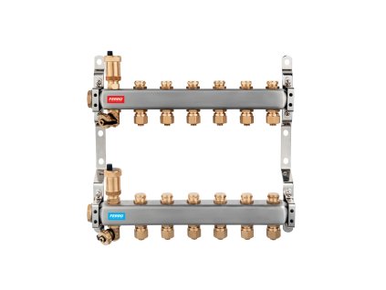 Rozdělovač nerez s regulačními mechanickými ventily 2 okruhy (SN-RO02S)