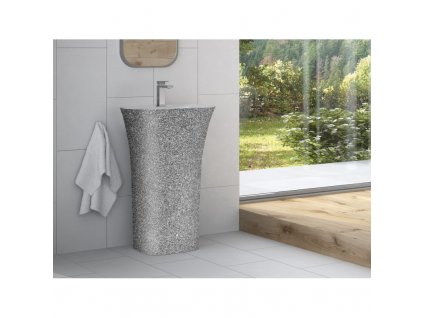 Olsen Spa  Assos KEASSLIVSGLAM02 - Volně stojící umyvadlo ASSOS S-LINE GLAM - stříbrná