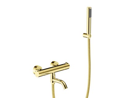 Olsen Spa  VEO BABWVSTZL - Nástěnná termostatická vanová baterie VEO zlatá s příslušenstvím