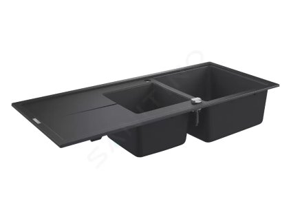 Grohe 31643AP0 - Kompozitní dřez K400 s automatickým odtokem, 116x50 cm, granitová černá