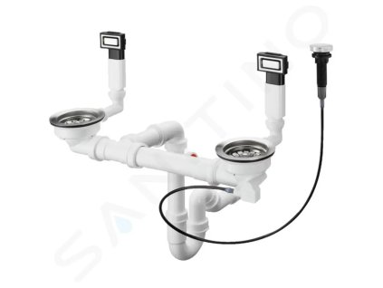 Hansgrohe 43932800 - Automatická odtoková a přepadová souprava pro dvoudřez, nerezová ocel