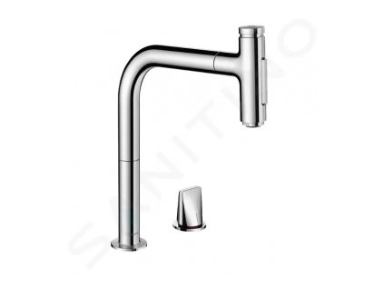 Hansgrohe 73819000 - Dřezová baterie Metris Select s výsuvnou sprškou, 2-otvorová instalace, chrom