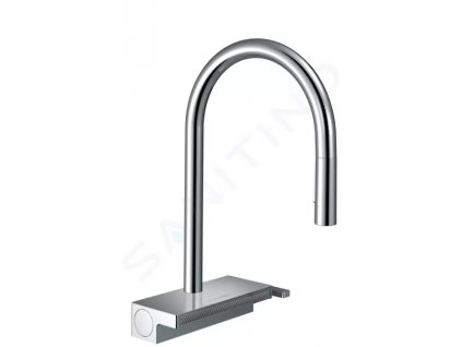 Hansgrohe 73837000 - Dřezová baterie Aquno Select s výsuvnou koncovkou a plochým sprchovým proudem, chrom