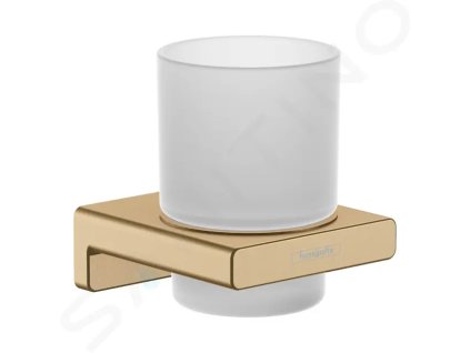 Hansgrohe 41749140 - Sklenka na kartáčky a pastu s držákem, matné sklo/kartáčovaný bronz