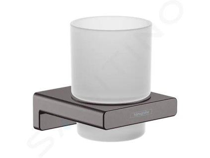 Hansgrohe 41749340 - Sklenka na kartáčky a pastu s držákem, matné sklo/kartáčovaný černý chrom