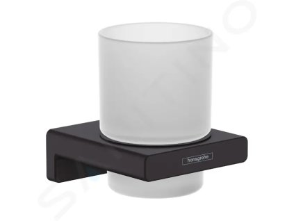 Hansgrohe 41749670 - Sklenka na kartáčky a pastu s držákem, matné sklo/černá mat