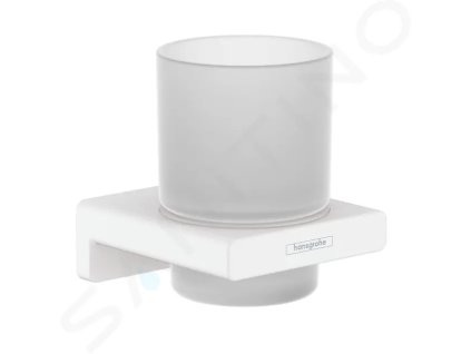 Hansgrohe 41749700 - Sklenka na kartáčky a pastu s držákem, matné sklo/bílá mat