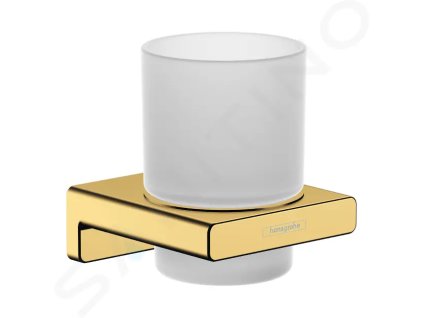 Hansgrohe 41749990 - Sklenka na kartáčky a pastu s držákem, matné sklo/leštěný vzhled zlata