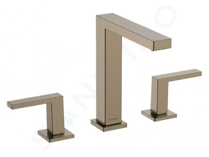 Hansgrohe 73030140 - Umyvadlová baterie s výpustí Push-Open, 3-otvorová instalace, EcoSmart, kartáčovaný bronz