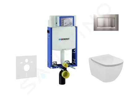 Geberit 110.302.00.5 NF7 - Set předstěnové instalace, klozetu a sedátka Ideal Standard Tesi, tlačítka Sigma20, matný chrom/chrom