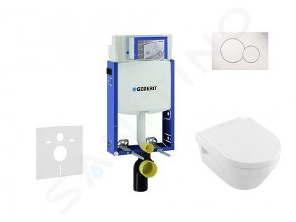 Geberit 110.302.00.5 NB1 - Modul pro závěsné WC s tlačítkem Sigma01, alpská bílá + Villeroy Boch - WC a sedátko, DirectFlush, SoftClose, CeramicPlus