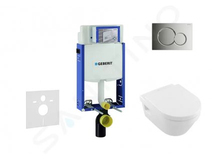 Geberit 110.302.00.5 NB2 - Modul pro závěsné WC s tlačítkem Sigma01, lesklý chrom + Villeroy Boch - WC a sedátko, DirectFlush, SoftClose, CeramicPlus