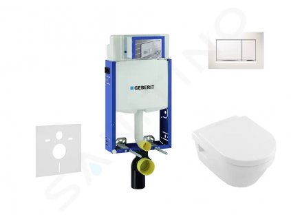 Geberit 110.302.00.5 NB5 - Set předstěnové instalace, klozetu a sedátka Villeroy & Boch, tlačítka Sigma20, DirectFlush, SoftClose, CeramicPlus, bílá/lesklý chrom